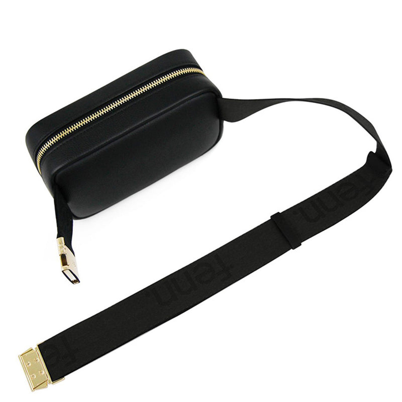 Fenn Collection - Pouch Canvas Strap Black Gold Zip