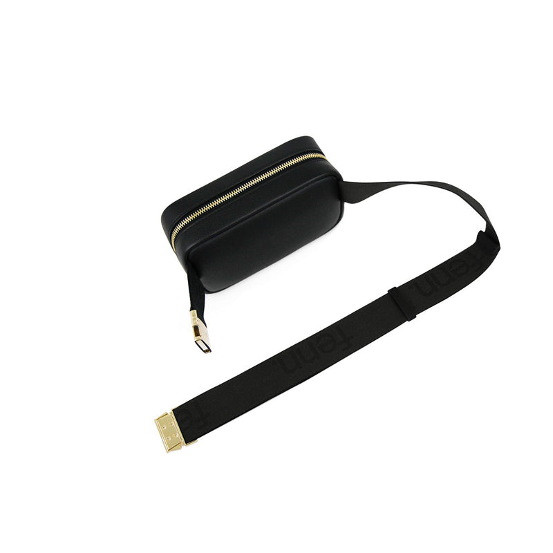 Fenn Collection - Pouch Canvas Strap Black Gold Zip