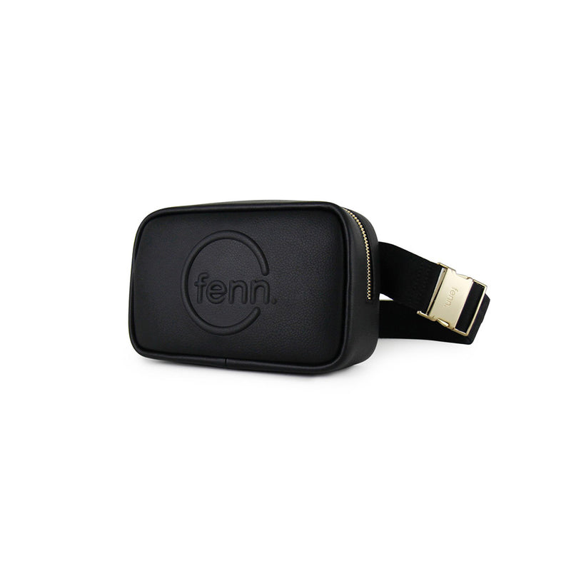 Fenn Collection - Pouch Canvas Strap Black Gold Zip
