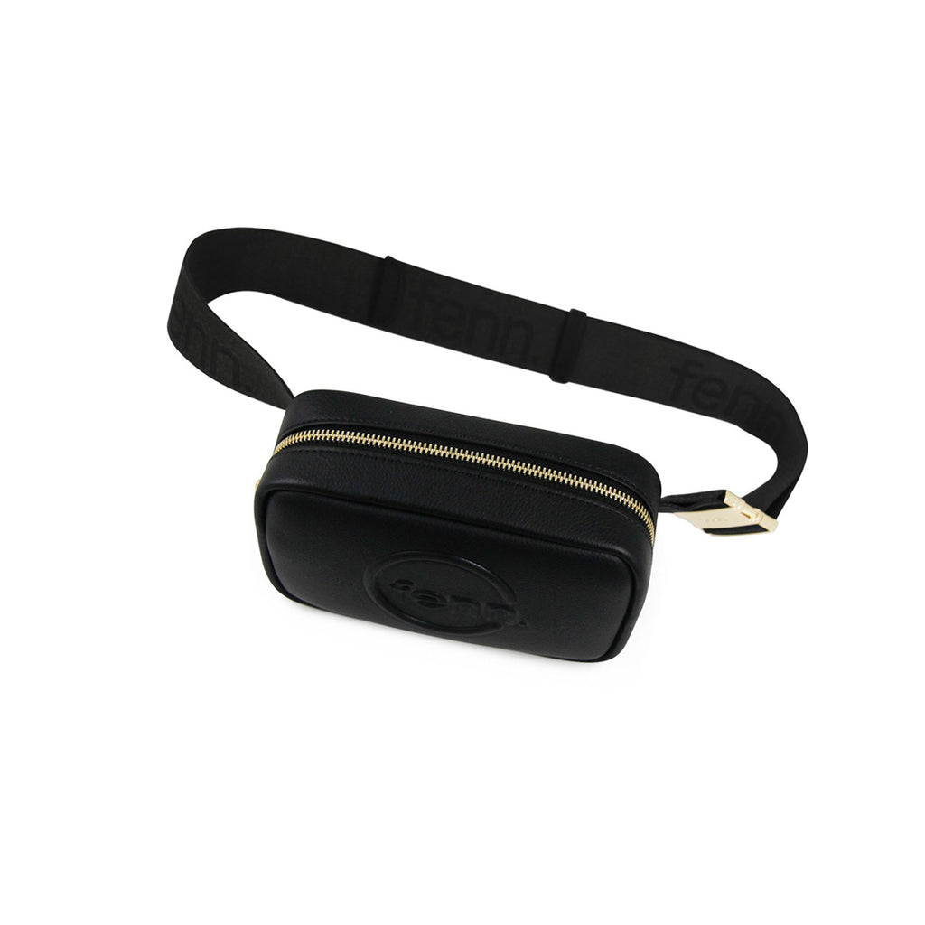 Fenn Collection - Pouch Canvas Strap Black Gold Zip