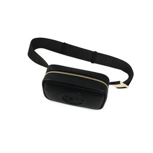 Fenn Collection - Pouch Canvas Strap Black Gold Zip