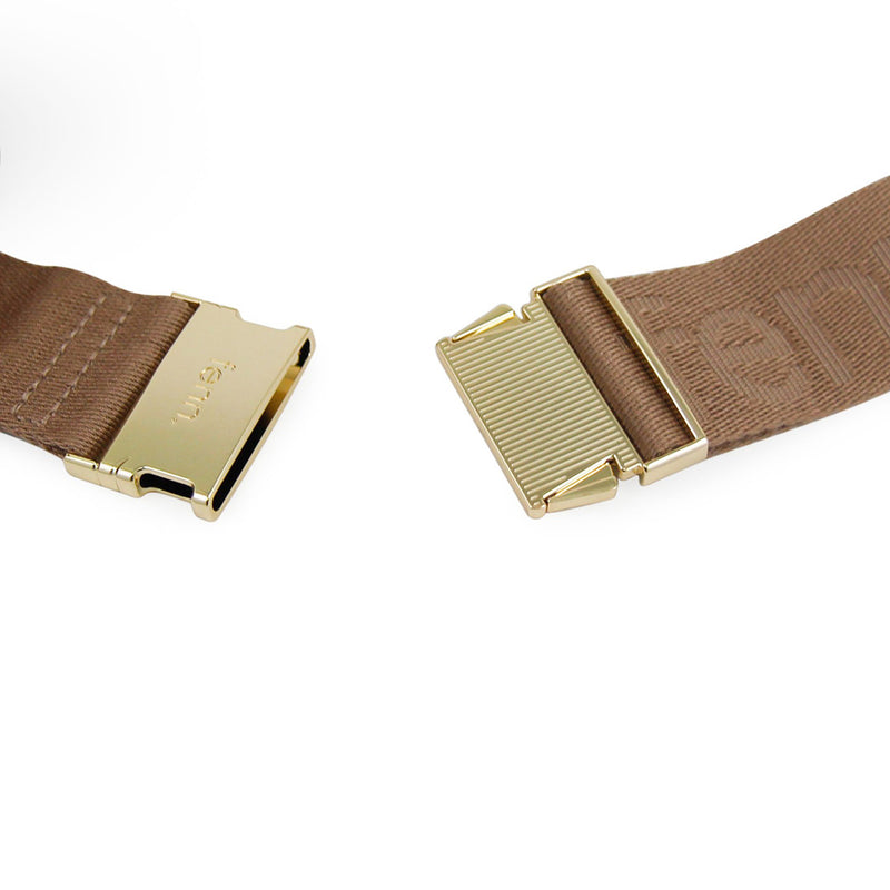 Fenn Collection - Pouch Canvas Strap Cappuccino Gold Zip