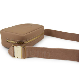 Fenn Collection - Pouch Canvas Strap Cappuccino Gold Zip