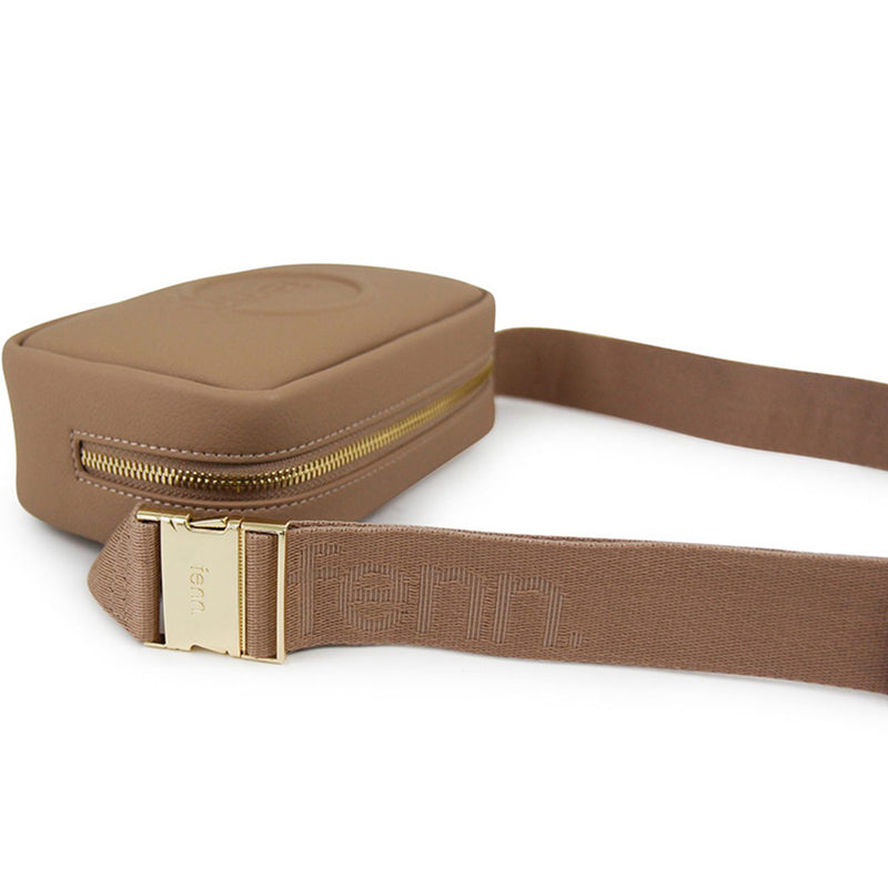 Fenn Collection - Pouch Canvas Strap Cappuccino Gold Zip