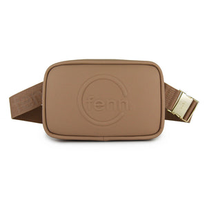 Fenn Collection - Pouch Canvas Strap Cappuccino Gold Zip