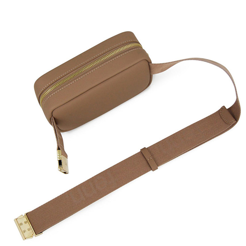 Fenn Collection - Pouch Canvas Strap Cappuccino Gold Zip
