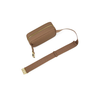Fenn Collection - Pouch Canvas Strap Cappuccino Gold Zip