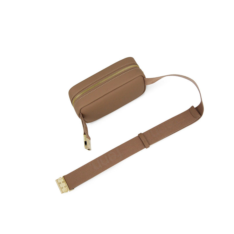 Fenn Collection - Pouch Canvas Strap Cappuccino Gold Zip