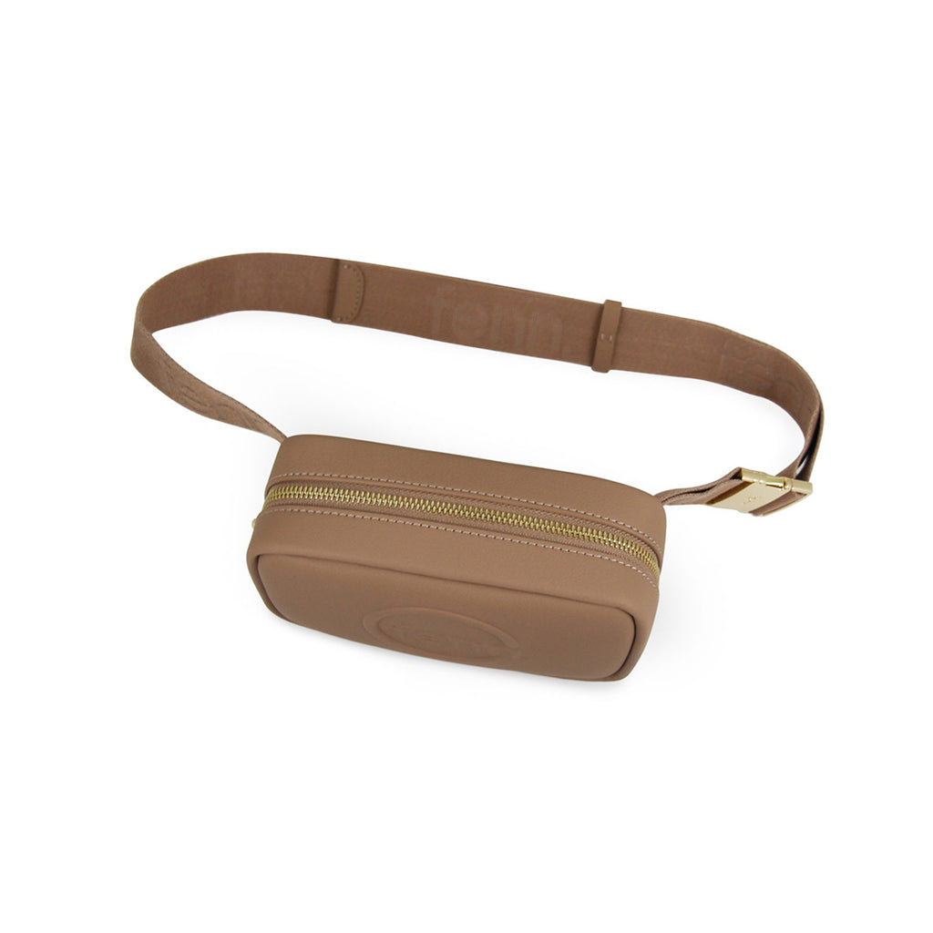 Fenn Collection - Pouch Canvas Strap Cappuccino Gold Zip