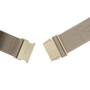 Fenn Collection - Pouch Canvas Strap Stone Sand Silver With Gold Zip