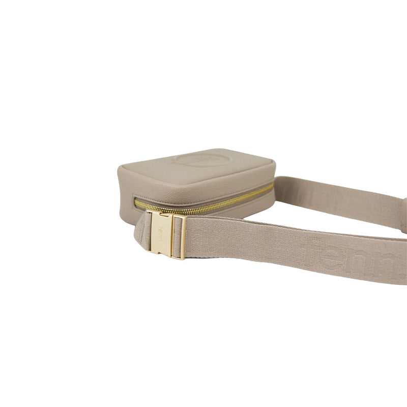 Fenn Collection - Pouch Canvas Strap Stone Sand Silver With Gold Zip