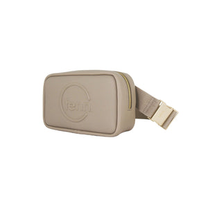 Fenn Collection - Pouch Canvas Strap Stone Sand Silver With Gold Zip