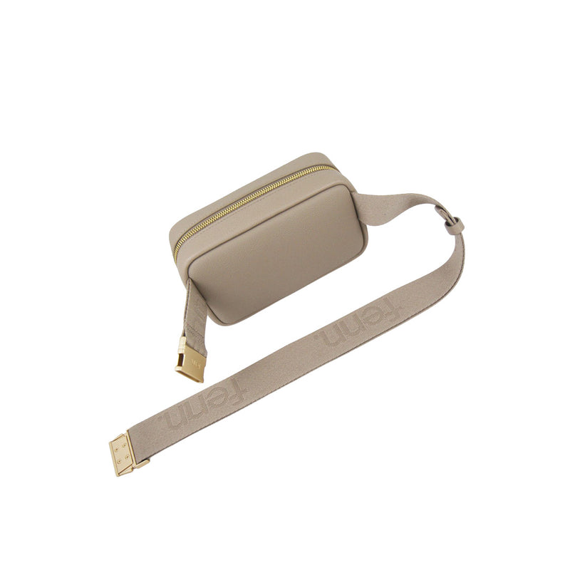 Fenn Collection - Pouch Canvas Strap Stone Sand Silver With Gold Zip