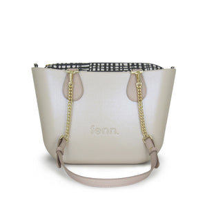 Fenn Collection - Champagne Shimmer Tote Handbag Medium With Chain