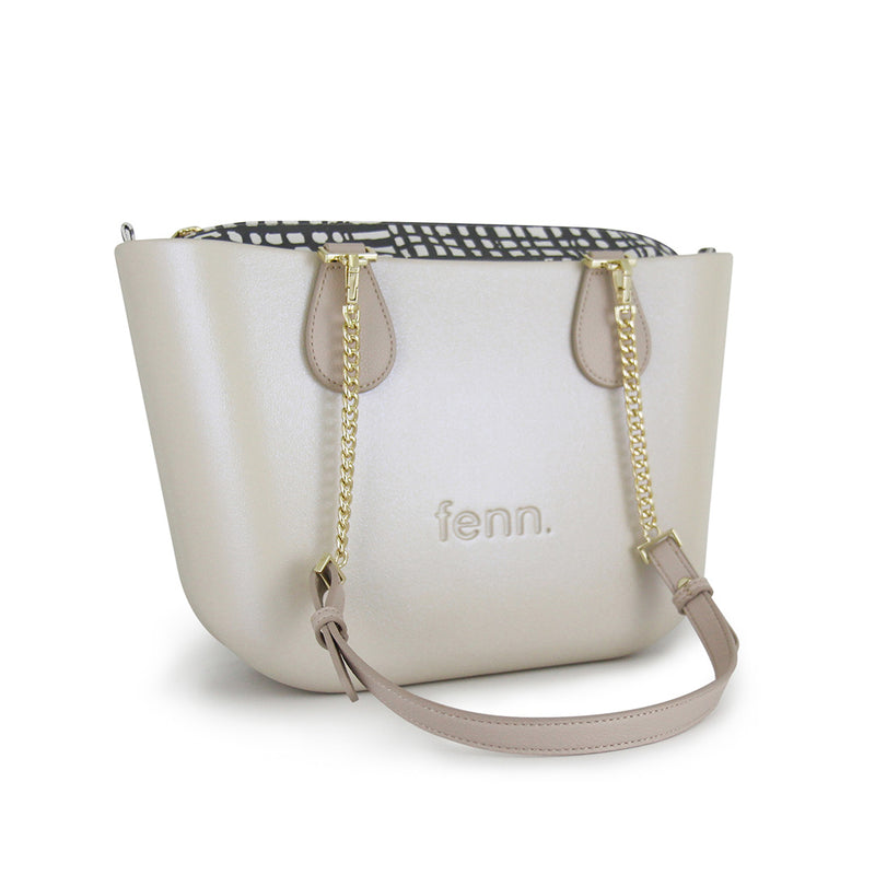 Fenn Collection - Champagne Shimmer Tote Handbag Medium With Chain