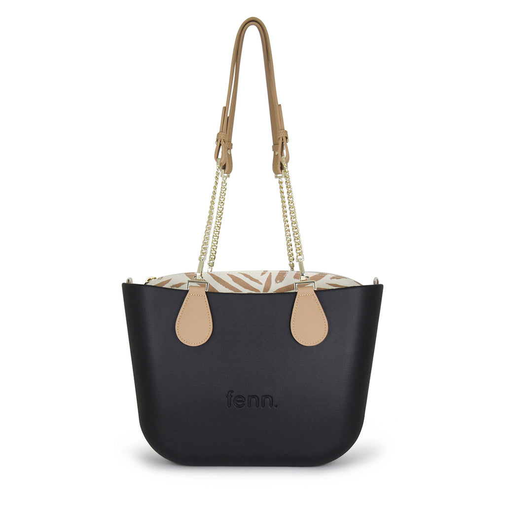 Fenn Collection - Black Tote Handbag Medium With Chain