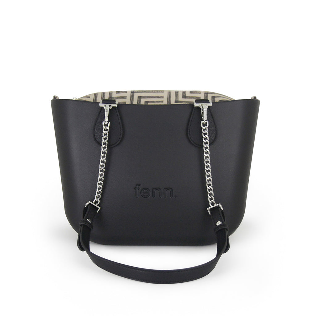 Fenn Collection - Black Tote Handbag Medium With Chain