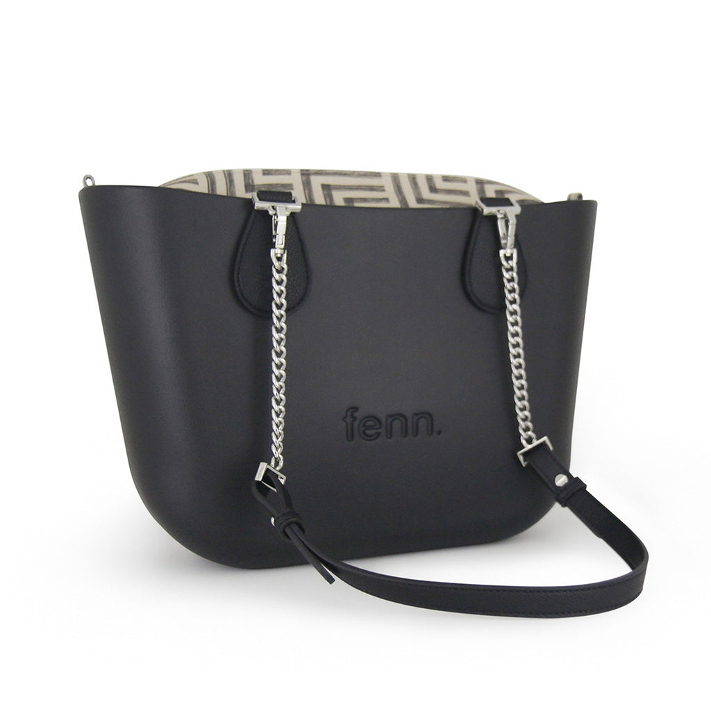 Fenn Collection - Black Tote Handbag Medium With Chain