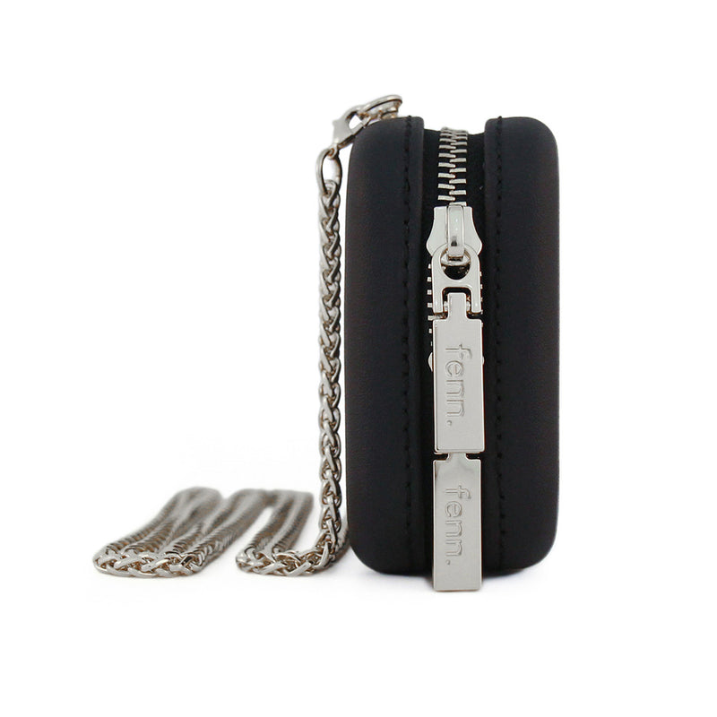 Fenn Collection - Black Wallet With Silver Zip And Chain