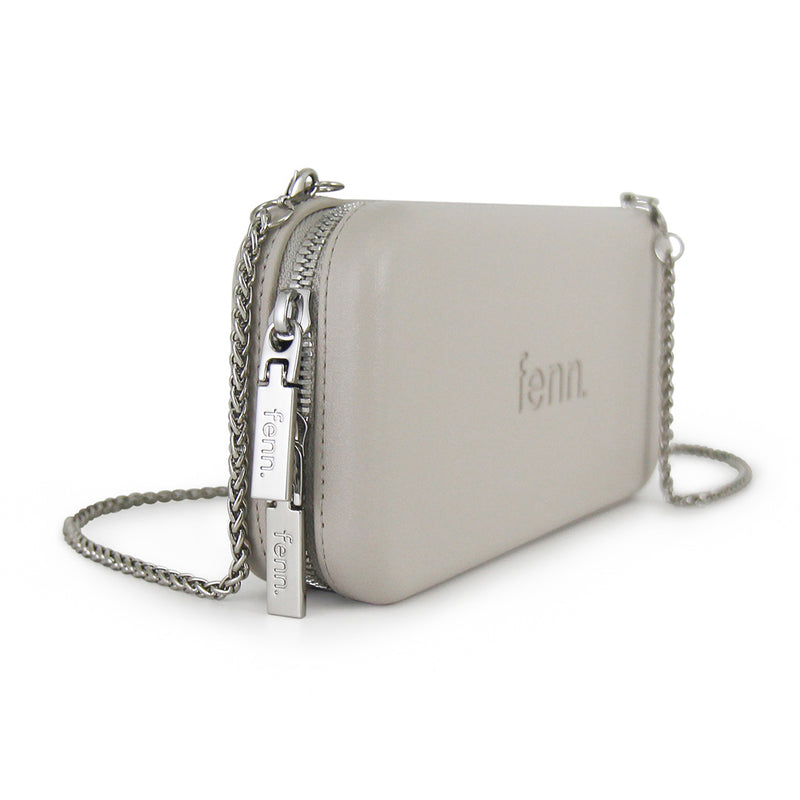 Fenn Collection - Mushroom/Grey Wallet With Silver Zip & Chain