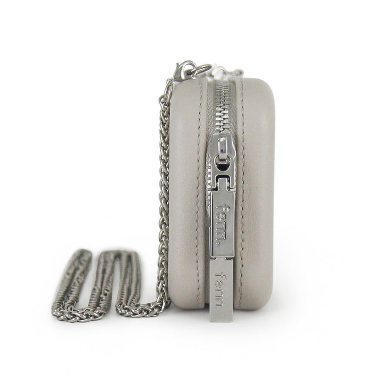 Fenn Collection - Mushroom/Grey Wallet With Silver Zip & Chain