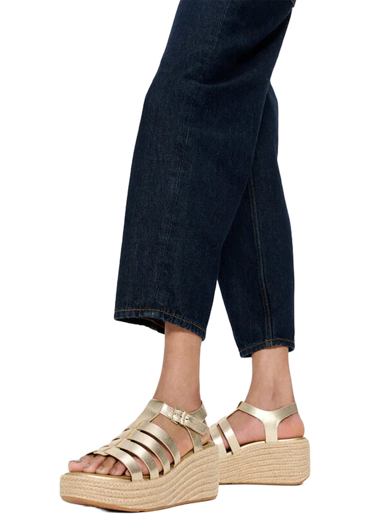 FitFlop - Espadrille Leather Platform Fisherman Wedge Sandals Platino