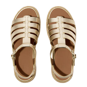 FitFlop - Espadrille Leather Platform Fisherman Wedge Sandals Platino