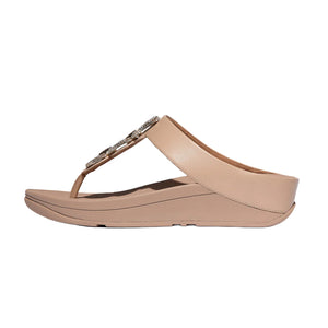 FitFlop - Fino Crystal Chain Leather Toe-Post Sandal Womens Classic Beige