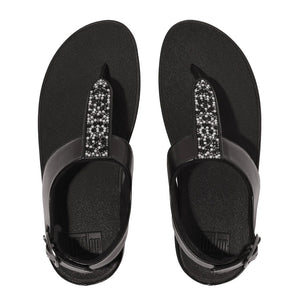 FitFlop - Fino Crystal Mix T-Strap Sandal All Black