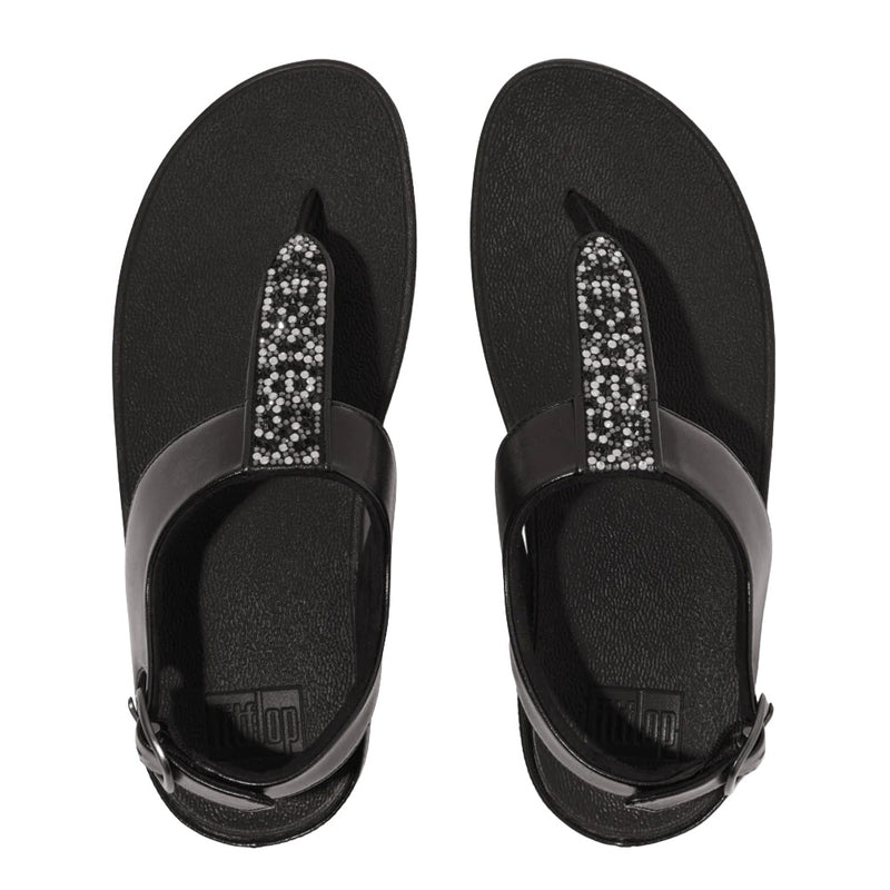 FitFlop - Fino Crystal Mix T-Strap Sandal All Black
