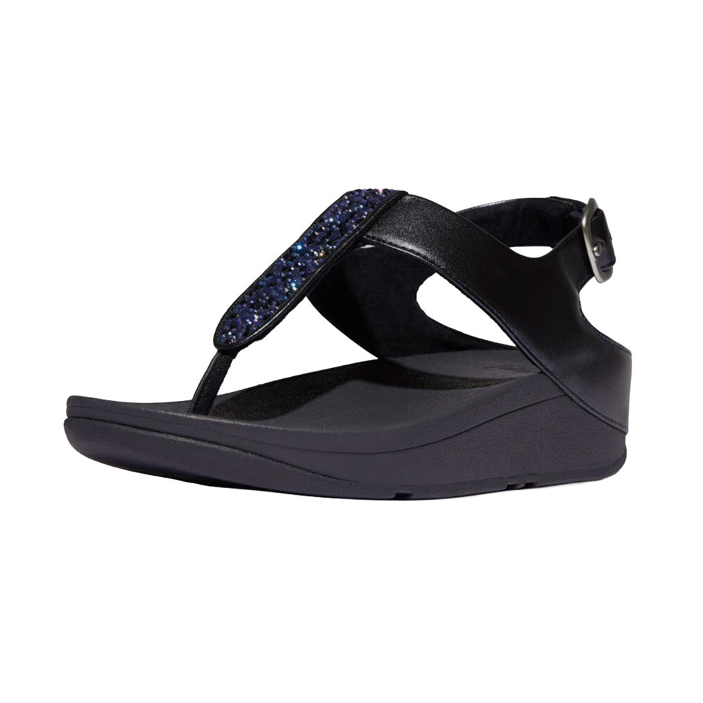 FitFlop - Fino Crystal Mix T-Strap Thong Sandals Womens Midnight Navy