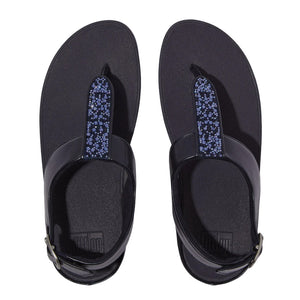 FitFlop - Fino Crystal Mix T-Strap Thong Sandals Womens Midnight Navy