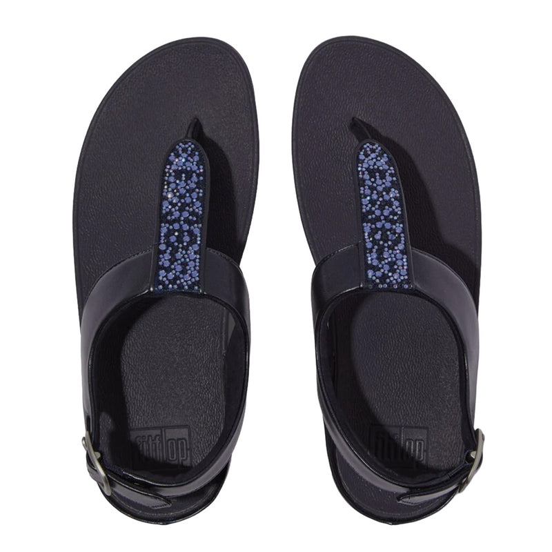FitFlop - Fino Crystal Mix T-Strap Thong Sandals Womens Midnight Navy