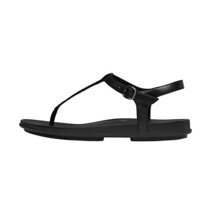 FitFlop - Gracie Crystal-Mix Leather T-Strap Sandal Womens All Black