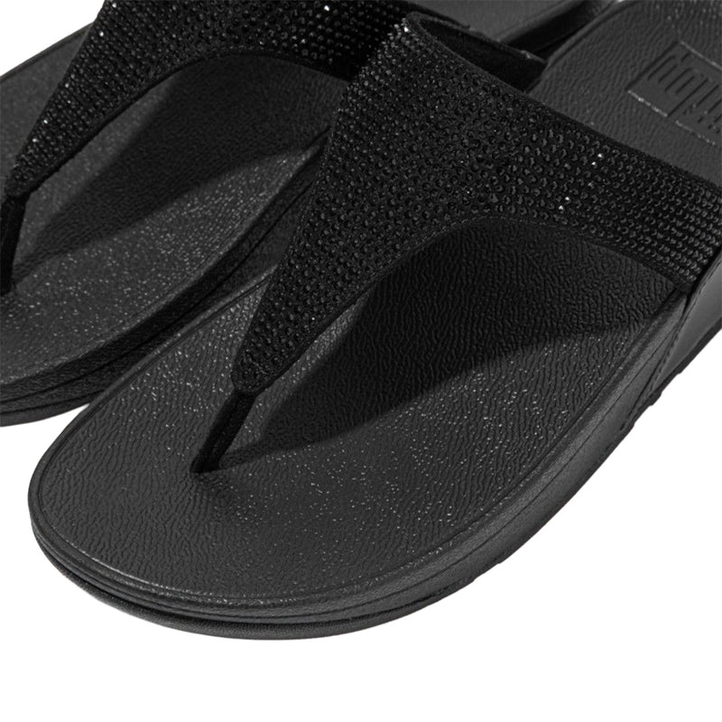 FitFlop - Lulu Crystal Embellished Thong Sandal Womens All Black