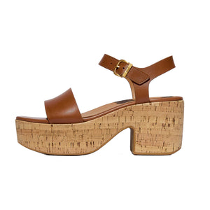 FitFlop - Platfforms Leather & Cork Heeled Ankle-Strap Sandals Women Deep Tan