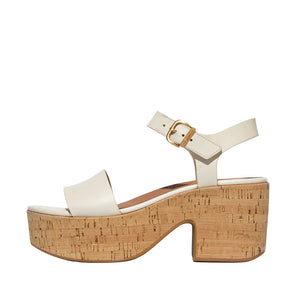 FitFlop - Platfforms Leather & Cork Heeled Ankle-Strap Sandals Womens Paris Beige