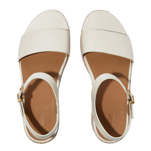 FitFlop - Platfforms Leather & Cork Heeled Ankle-Strap Sandals Womens Paris Beige