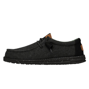 Hey Dude - Wally Washed Canvas Slip On Mens Shoe Black / Black