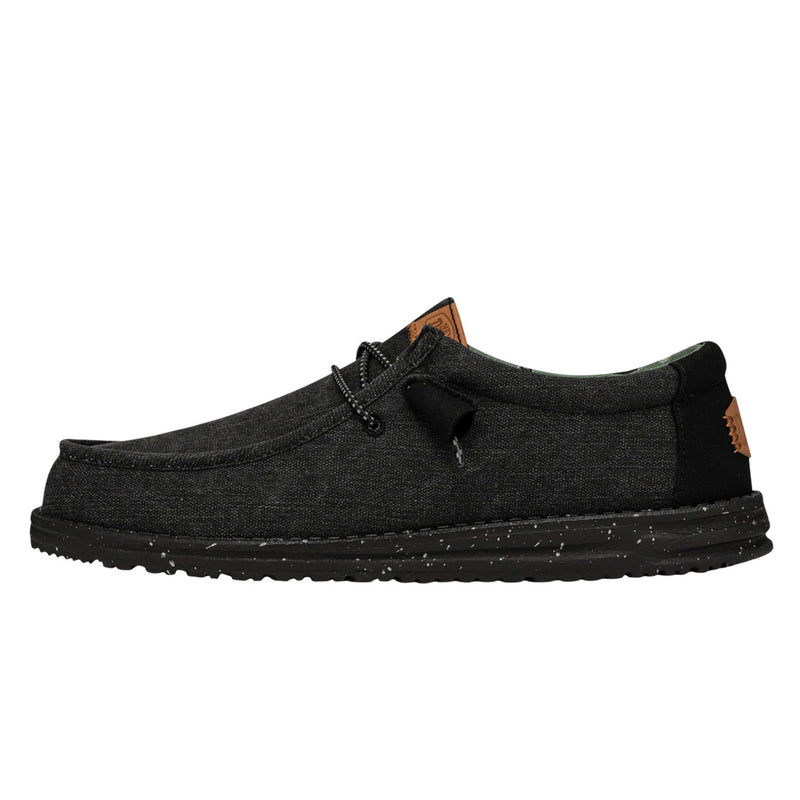 Hey Dude - Wally Washed Canvas Slip On Mens Shoe Black / Black