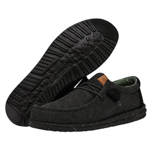 Hey Dude - Wally Washed Canvas Slip On Mens Shoe Black / Black