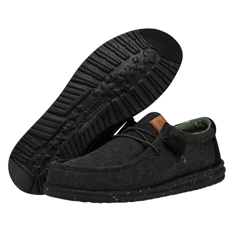 Hey Dude - Wally Washed Canvas Slip On Mens Shoe Black / Black