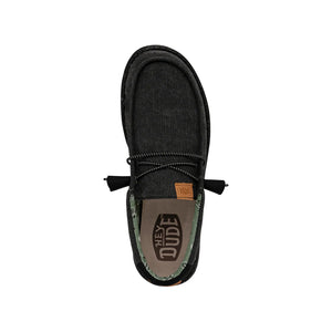 Hey Dude - Wally Washed Canvas Slip On Mens Shoe Black / Black