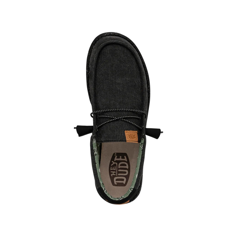 Hey Dude - Wally Washed Canvas Slip On Mens Shoe Black / Black