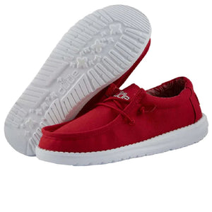Hey Dude - Wally Canvas Youth Moccasin Red