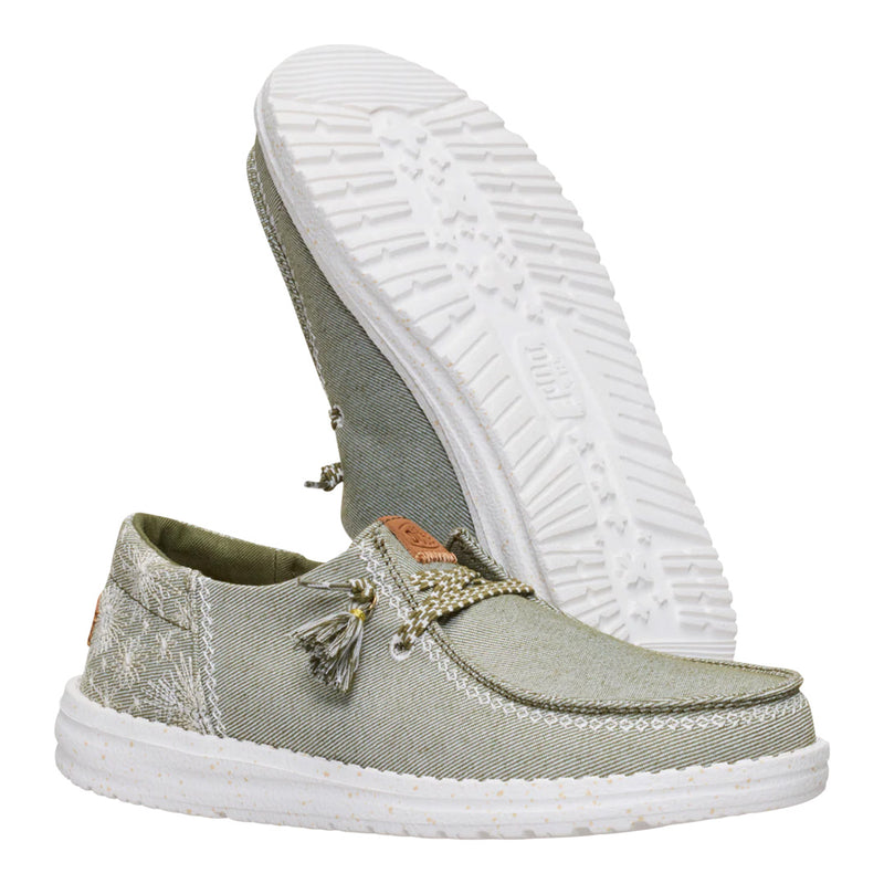 Hey Dude - Wendy Funk Embroidered Floral Slip On Womens Shoe Olive