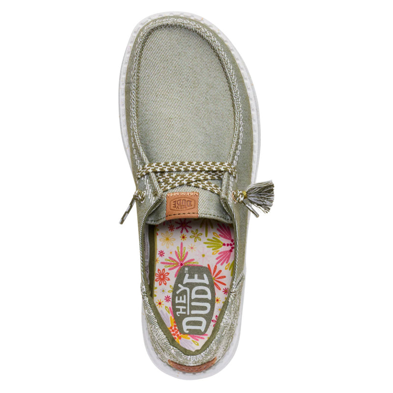 Hey Dude - Wendy Funk Embroidered Floral Slip On Womens Shoe Olive