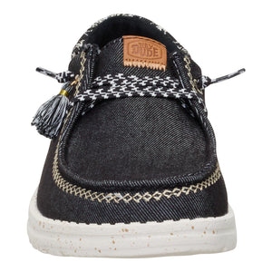 Hey Dude - Wendy Funk Embroidered Floral Slip On Womens Shoe Black