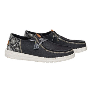 Hey Dude - Wendy Funk Embroidered Floral Slip On Womens Shoe Black