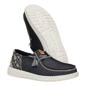 Hey Dude - Wendy Funk Embroidered Floral Slip On Womens Shoe Black
